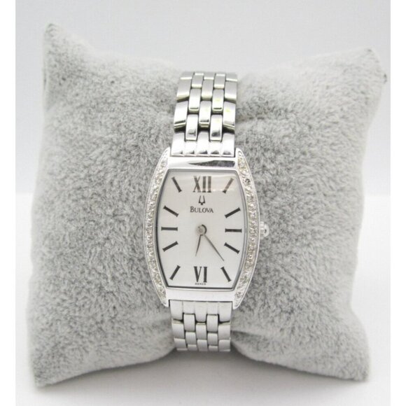 Women Bulova Diamond Quartz WR Analog 22mm Watch (H676) "New Battery" 96R244 - Picture 1 of 10